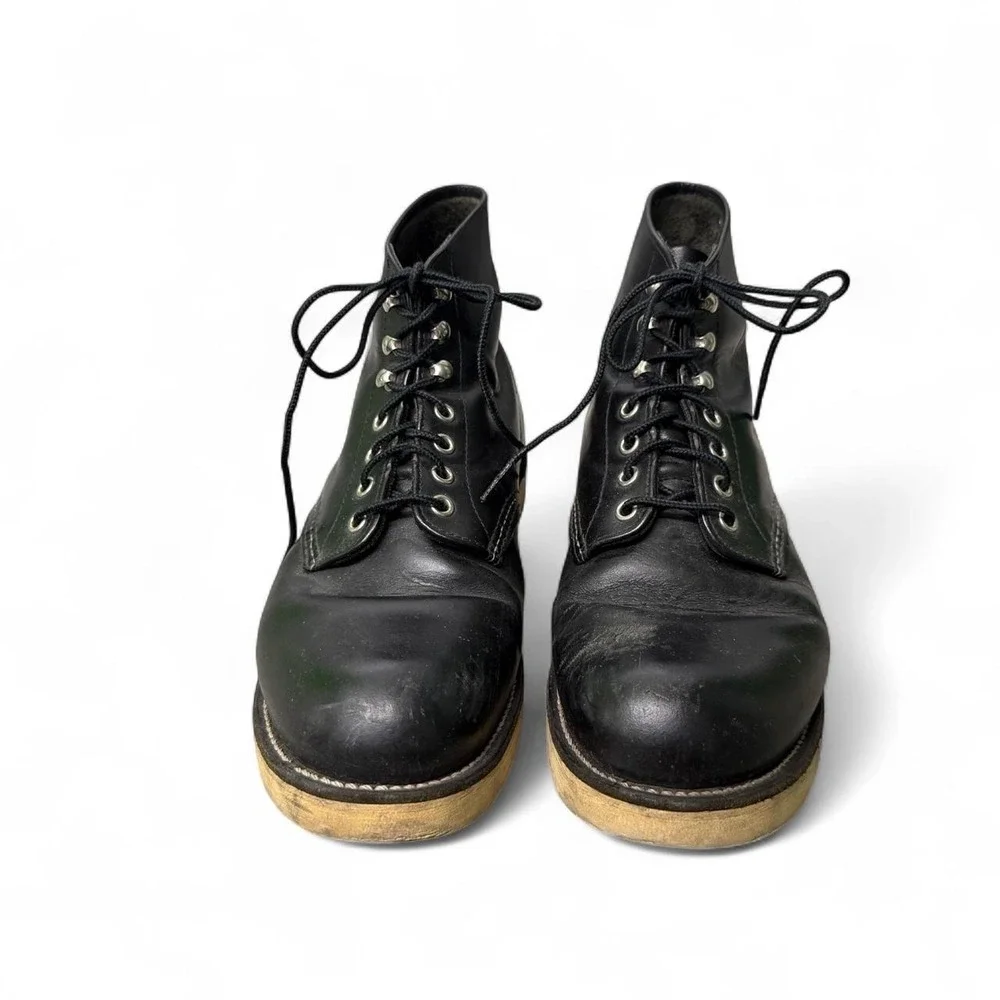 Mens Red Wing 8165 classic round toe black leather lace up boots size US 9.5